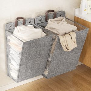 Hanging Laundry Hamper Collapsible Laundry Basket Large Opening Portable Clothes Basket with Handle Mesh Laundry Bag