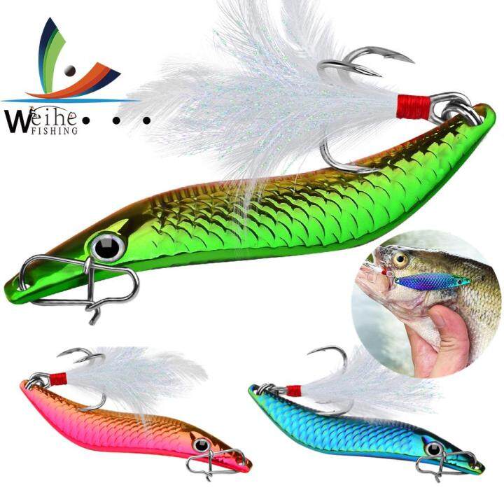 Jig Fishing Lure, Artificial 10g Metal Jig Lure With Feather For Bass 