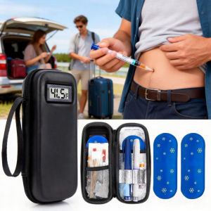 LCD DisplayInsulin Cooler Travel Case Thermal Bag For Insulin Cooling Bag With 2 Ice Packs Waterproof