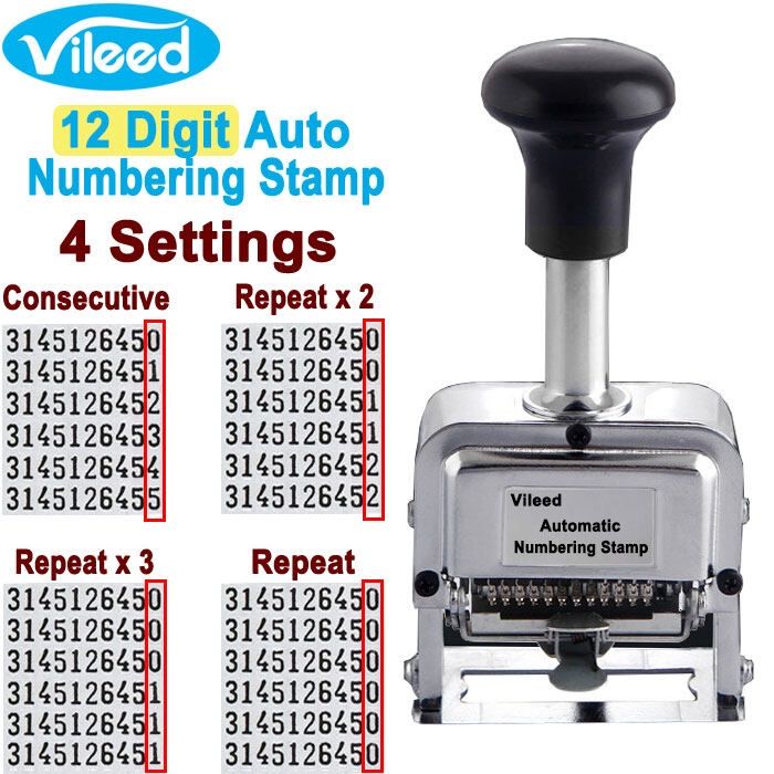 4VK7 12 Digit Wheel Self Inking Automatic Numbering Machine Stamp