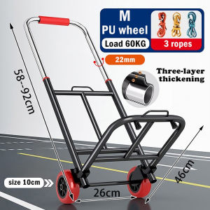 LIKHA Foldable Hand Truck Heavy Duty Hand Cart Adjustable Height Trolley with Free Binding Ropes