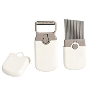 BMFUEW Double Head Use 3-in-1 Multi-functional Vegetable Peeler Stainless Steel Thickened Potato Wavy Cutter Creative with Cover Vegetable Grater Kitchen