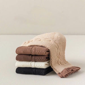 Set 10 đôi tất cho bé CỔ NHÚN BÈO tone nâu không họa tiết xinh xắn cho bé gái