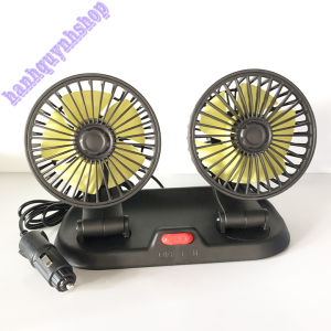 Quạt đôi mini 12V và 24V xoay 360 tiện ích trên ô tô có bảng số điện thoại  bàn làm việc cao cấp
