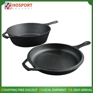 Premium 10 Inch Cast Iron Skillet Non-Stick Pre-Seasoned Frying Pan for Searing Baking and Stir-Frying
