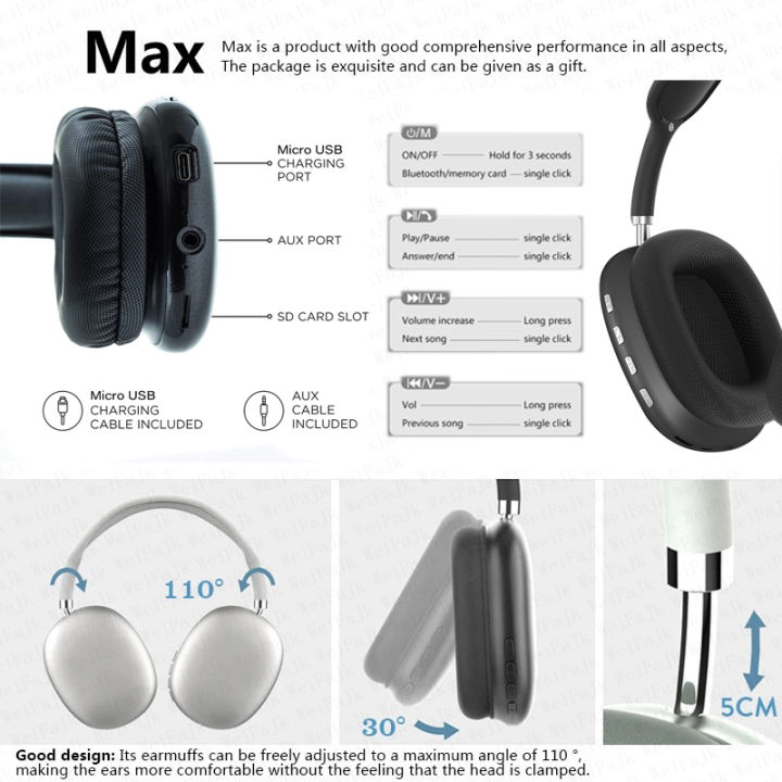 Original Air Max P9 Pro Wireless Bluetooth Headphones Noise