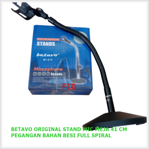 F10 BETAVO ORIGINAL STAND MIC MEJA 41 CM PEGANGAN BAHAN BESI FULL SPIRAL FLEXSIBLE TRIPOD STANDING