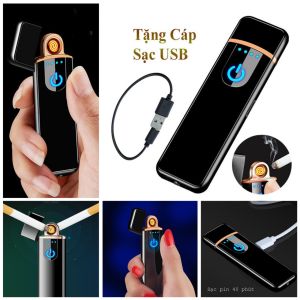 Hộp quẹt sạc điện cảm ứng vân tay đa năng mẫu mới sang trọng hàng cao câp -BH 12T