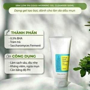 Sữa rửa mặt dạng gel Cosrx Low pH Good Morning OK177 giúp làm sạch kháng khuẩn ngừa mụn nhẹ dịu cho da dầu tuýp 150ml