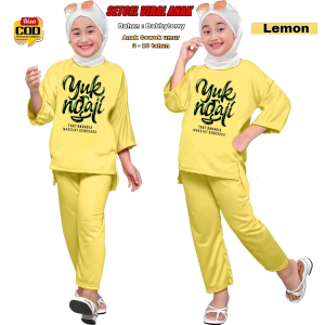 Setelan Muslimah Anak Elanno - Jersey Anak Usia 3-11 Tahun Desain Grafis YUK NGAJI