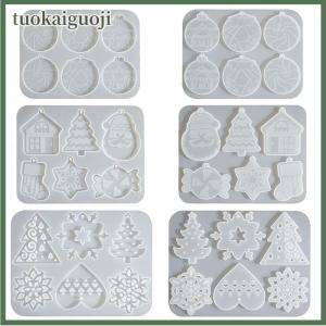 tuokaiguoji Christmas Resin Mold Christmas Ornaments Silicone Mold For Epoxy Resin 6 Cavities Large Pendant Molds DIY Resin Crafts Jewelry