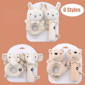 [COD] Baby Rattles Soft Cartoon Cute Plush Animal Toys Child Educational Handbells
