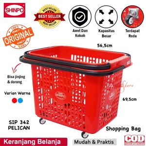 ( BISA COD ) PROMO SHINPO SIP 342 PELICAN TROLLEY KERANJANG BELANJA PASAR DENGAN RODA DORONG TROLLI / TROLI BELANJA MULTIFUNGSI / TROLI DORONG KOKOH / KERANJANG SUPERMARKET / KERANJANG PASAR