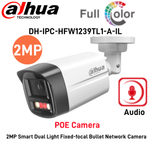 Dahua CCTV IP Camera DH-IPC-HFW1239TL1-A-IL 2MP/4MP 24/7 Full Color With Audio Smart Dual Light Human Detection Motion Detection Bullet Network Camera