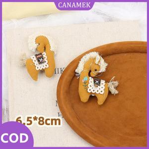 CANAMEK✨ Dễ Thương Vải màu hồng kẻ sọc Pony phim hoạt hình thú nhồi bông thêu động vật Trâm accessor cho phụ kiện quần áo