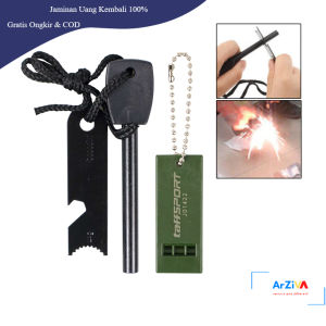 TaffSPORT Outdoor Survival Magnesium Flint Stone dengan Peluit - JD1422 - Black