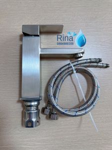 Bộ Vòi lavabo Rửa Mặt Nóng Lạnh Inox sus 304 Rina RN4011 Cao Cấp Kèm Cặp Dây Nóng Lạnh