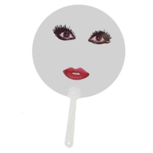Unique Abstract Red Lips Print Round Hand Fan For Outdoor and Indoor Use Fashionable Concert Essential Photo Props Gift