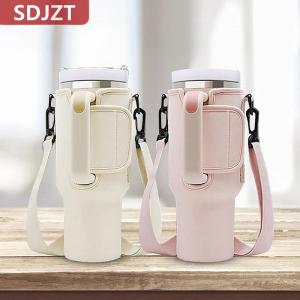 [COD] SDJZT กระเป๋าใส่ขวดน้ำ40ออนซ์สายสะพายไหล่ปรับได้ที่วางแก้วมัคปลอกหุ้มขวดสีทึบสำหรับกลางแจ้งเดินป่า