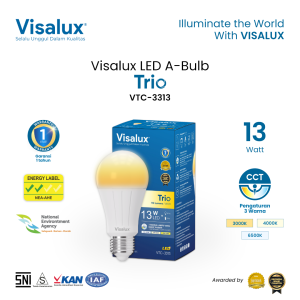 Visalux Trio LED A-Bulb 13W - Lampu Bohlam Tiga Warna 3000K / 4000K / 6500K (VTC3313TC)