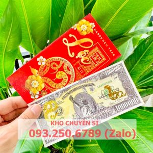 [Giá KM] Bộ 10 tiền Kỉ Niệm Triệu Đô Mỹ Mạ Vàng Con Rắn 1 Triệu Usd Có Bảo An Lì Xì Tết 2025 kèm bao lì xì