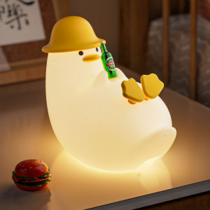 New cute silicone duck LED night light C-type rechargeable dimming daycare sleep light rechargeable timed touch bedside light suitable for nursing room night light