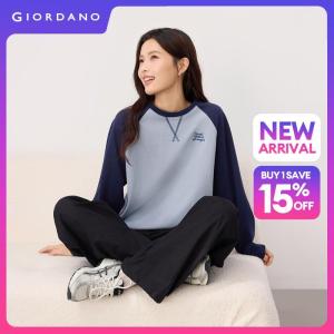 Giordano Women 100% cotton embroidery raglan sleeve sweatshirt Free Shipping 05326809