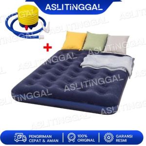 Kasur Angin 200*180*22cm Matras Kasur Angin Karet Sofa Bed/2 Orang Kasur Camping /Kasur Angin Double + pompa /tempat tidur camping yang menggembung sendiri perlengkapan tenda Matras Kasur Double Air Bed Outdoor Portable