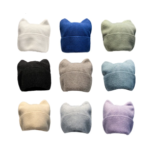 Cats Ear Knitted Hat Winter Crochet Snow Hat Animal Ears Winter Snow Hat for Women Girl Christmas Valentines Present