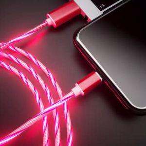 COUPLECOL Accessories 1PC 1M Data Line Fast Charging Luminous LED USB C Wire Micro USB Mobile Phone Charging Cables Glowing Cable Charge Wire Type C Data Cord