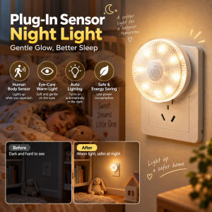 Dual Sensor Smart Night Light Motion Activated LED Night Lamp Dusk To Dawn Sensor Light For Bedroom Hallway Stairway Closet Home