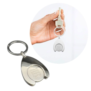 Portable Keychain with Shopping Cart/Euro/Blank Tokens Pendnat Durable Metal Holder for Grocery Supermarket