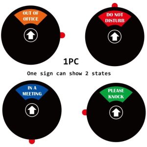 Door Changeable Acrylic Privacy Sign with 4 States Busy Please Knock Meeting Do Not Disturb Sign