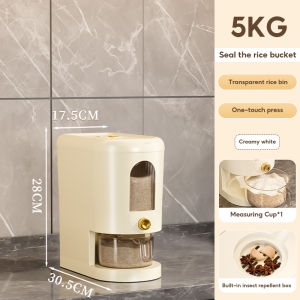 Yoice Automatic Rice Dispenser Storage 5kg/10kg Sealed Rice Bucket Storage Box Kitchen Rice container Insect Proof Moisture Proof Rice Storage Box With Measuring Cup
