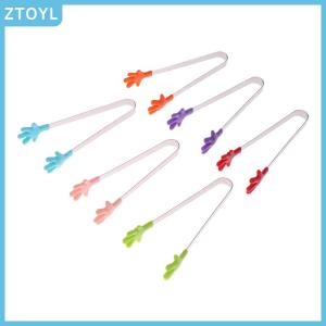 ZTOYL  Mini Silicone Food Clips Stainless Steel Handle Palm Stainless Steel Lovely Antiskid Snacks Tweezers Not Nirty Hand Tools