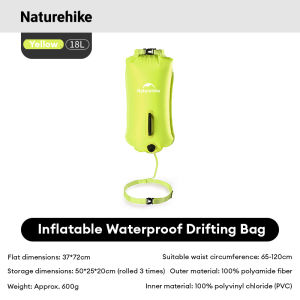 Naturehike 18L Inflatable Waterproof Dry Bag Follower Tow Float Waterproof Drifting Bag Safe Swimming Training Beach