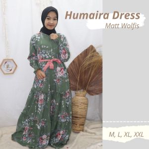 Sabrina Humaira Maxi Dress Wanita Premium Bahan Wolfis Lembut Tidak Nerawang Motif Bunga Cantik & Mewah Size MLXLXXL Resleting Depan (Busui Friendly)