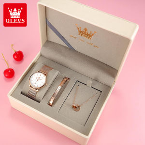 【watch buy 1 take 2】OLEVS   calendar watch for women waterproof  original ladies birthday gifts for women stainless steel strap with box