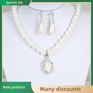 🔔🔔🔔QA Elegant Drop Earrings Chain Necklace Wedding Party Jewelry Set
