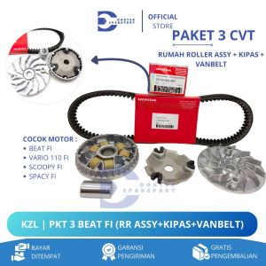 KZL (PAKET 3 CVT) RUMAH ROLLER ASSY + KIPAS RUMAH ROLER + VANBELT BEAT VARIO FI / ROLER / KIRIAN CVT
