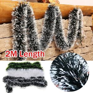 【TaroBall】2M Green Christmas Ribbon Wreath Door Hanging Banner Ornaments Christmas Tree Pendants Xmas Party DIY Christmas Decorations for Home
