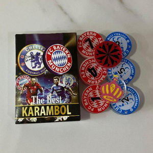 Biji Karambol Rangkap 2 Lapis Tebal 5 mm Motif Chelsea Bayern Munchen / Random | koin krambol dua layer original | 1 set buah kerambol 5mm | coin bola carambol | anak carrom games