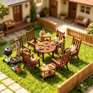 STYLETENK 1Set ABS Miniature Table Chair Set Model Indoor House Materials Mini 1:30/1:50/1:75 Scale High Quality Building Sand Table Decorations Ornaments