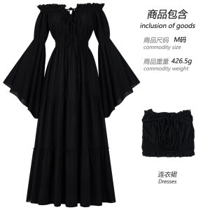 Váy dài tay kiểu dáng thời Phục hưng trễ vai xếp ly mới trên và AliExpress