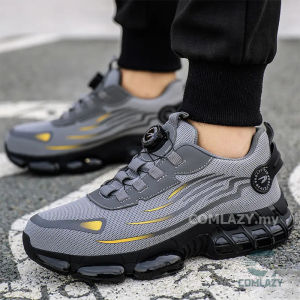 Black Leather Safety Shoes Safety Boots Mens Working Shoes Steel Toe Cap Steel Midsole Kasut Kerja Kilang Rock Golden