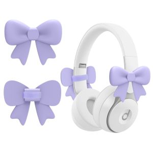 GTRBFDS 2PCS Silicone Headphone Decorations 3D Bow Shape Headset Attachment Cute Detachable Earphone Charms Girls