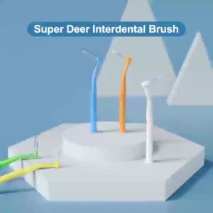 Fawnmun 10Pcs L-Shape Interdental Cleaning Brush for Dental Orthodontic Push-Pull Between Teeth Oral Care
