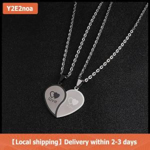 【Local shipping】 Couples Jewelry Heart Necklaces Couple Necklace Stainless Steel Engraved Love Pendants Necklace Valentines Day