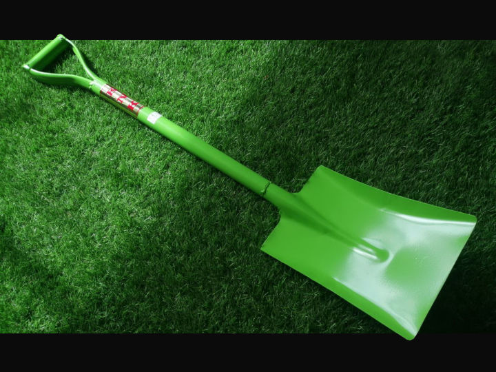 KNK พลั่วด้ามเหล็ก ปลายตรงและปลายตัด สีส้ม/เขียว