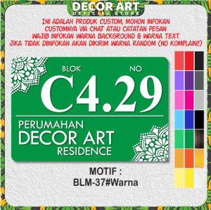 DecorArt 30x20 Cm - Custom Hiasan Dinding Nomor Alamat Rumah /Toko/Tempat Usaha Siap Pasang (Kd:BLM)